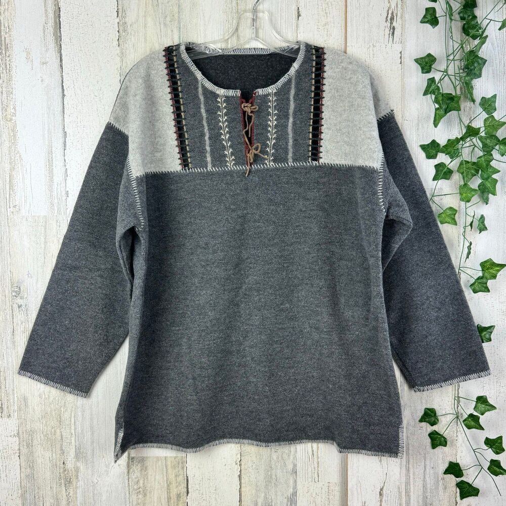 United Colors Of Benetton Gray Two-Tone Crewneck Sweater
